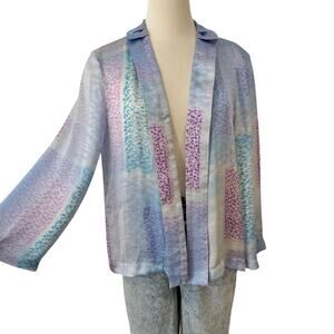 Giorgio Armani Shirt Jacket in Printed Silk Satin Open-Front M/L